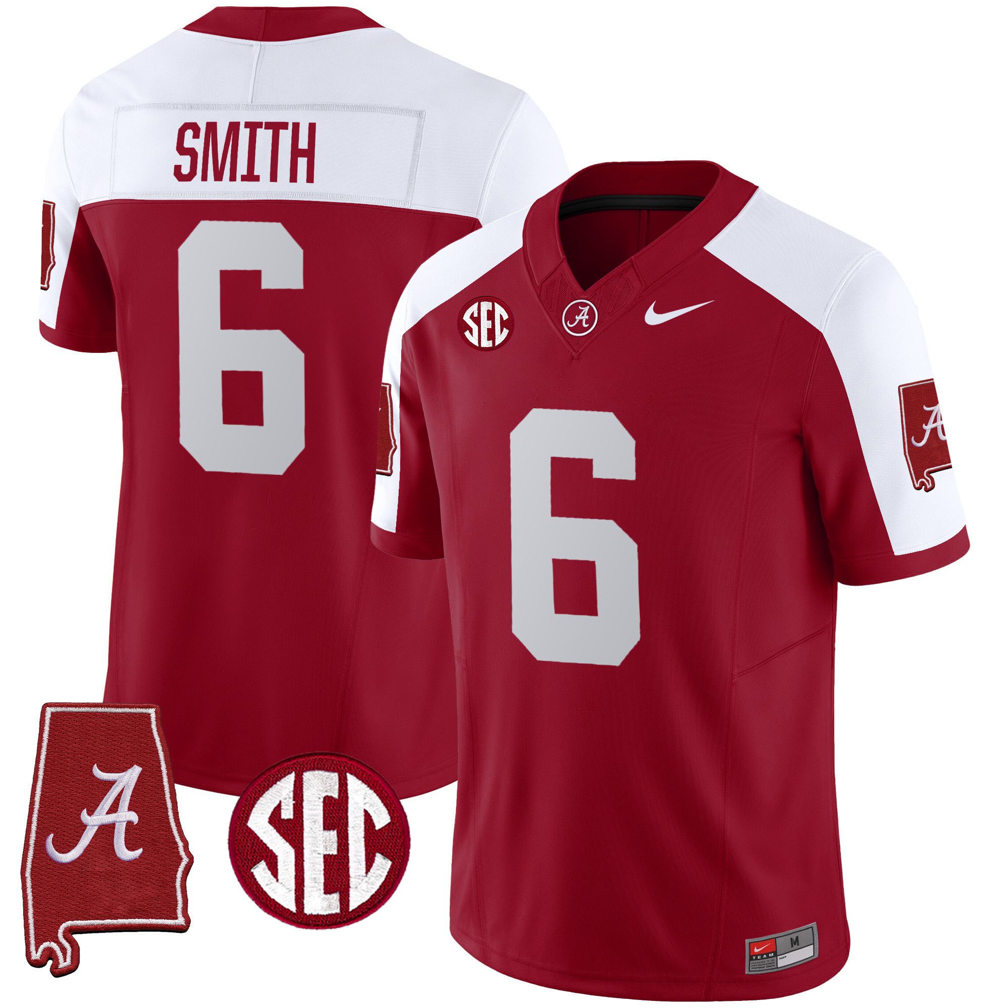 Men Alabama Crimson Tide #6 Smith Red 2024 Nike Vapor Limited NCAA Jersey